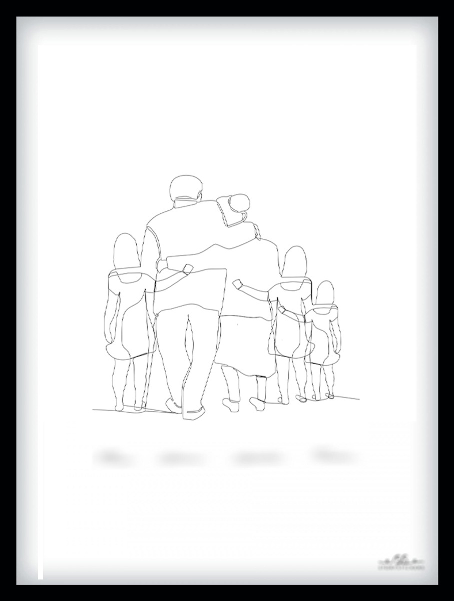 Poster - Grootouders met 3 meisjes / Gepersonaliseerd
