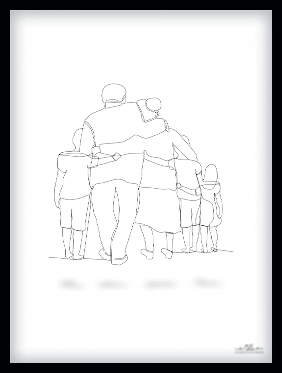 Poster - Grootouders met 3 kinderen / 2 jongens en 1 meisje / Gepersonaliseerd