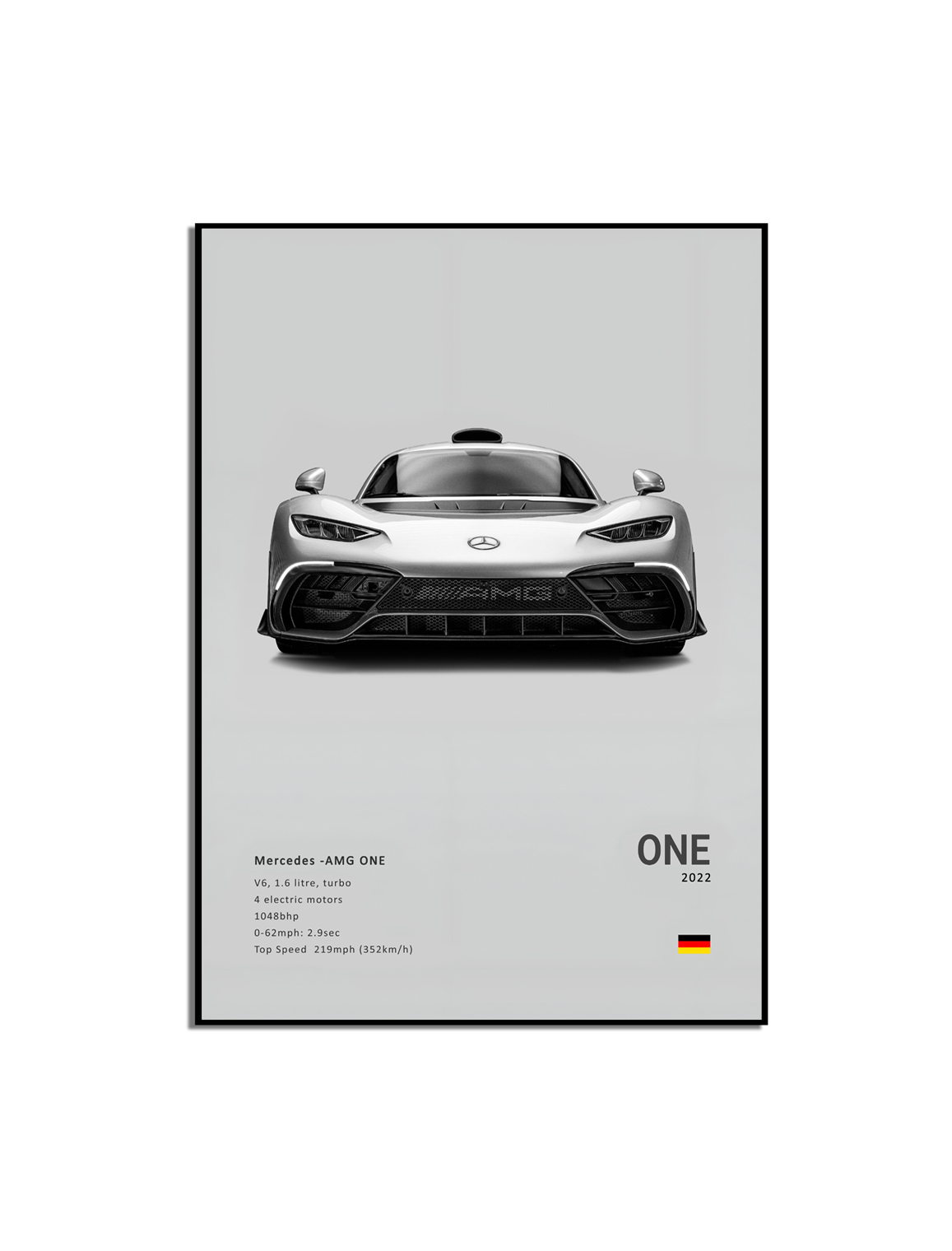 Affiche - Luxe zwart-witte sportwagen / ONE 2022 / 02