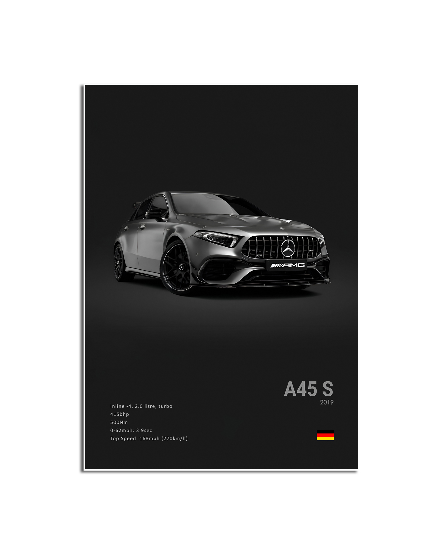 Affiche - Luxe zwart-witte sportwagen / A45 S / Zwart