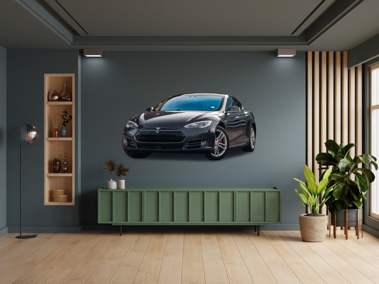 Muursticker - Tesla / Donkerblauw