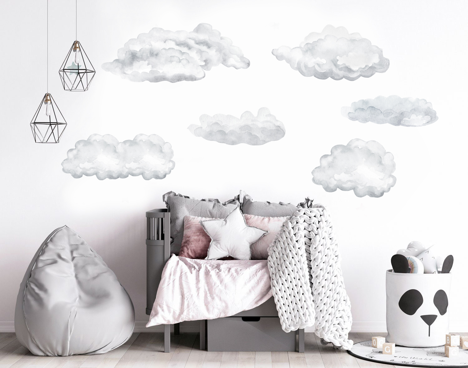 Muursticker - Wolken / Wit