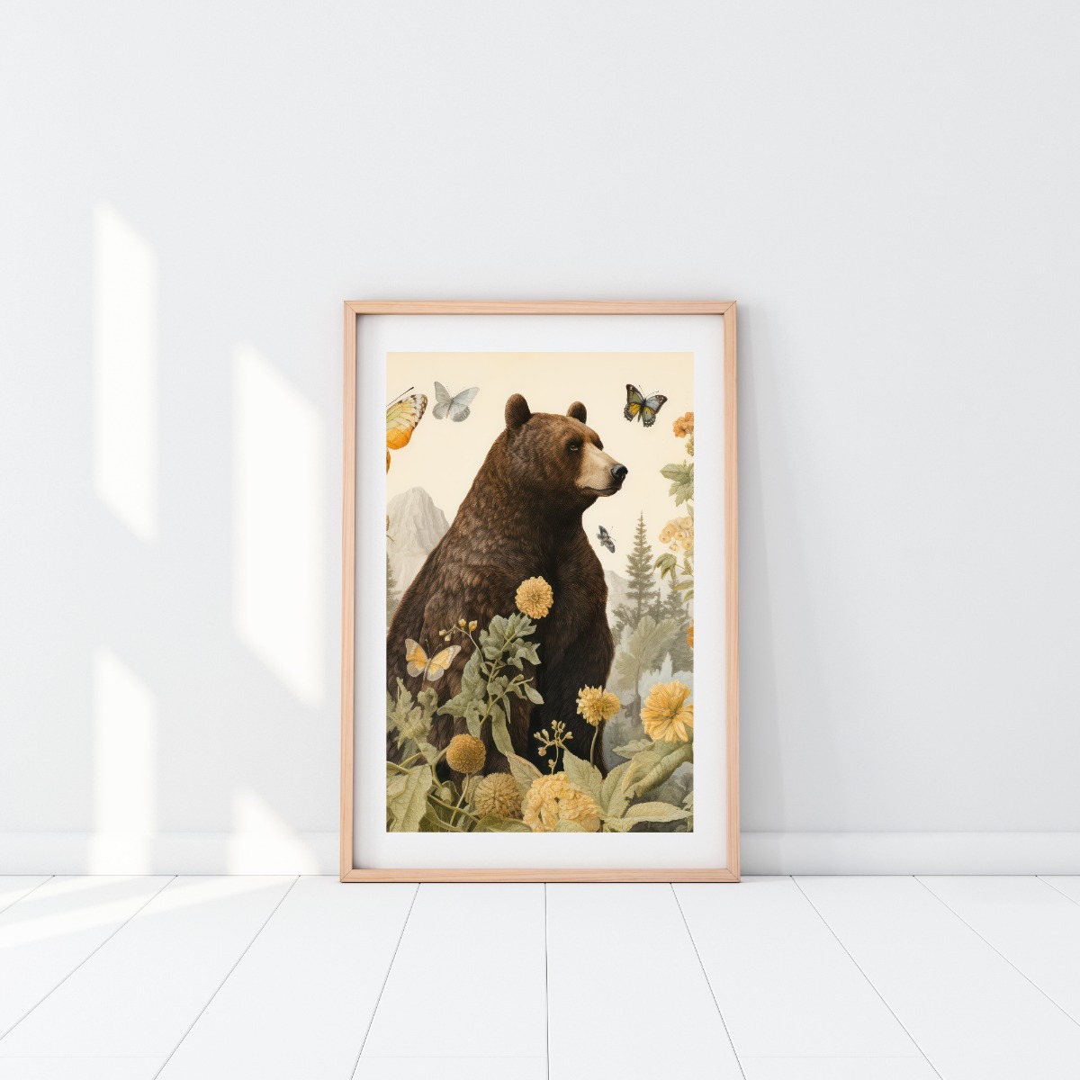 Poster - Dier / Beer en Bloem