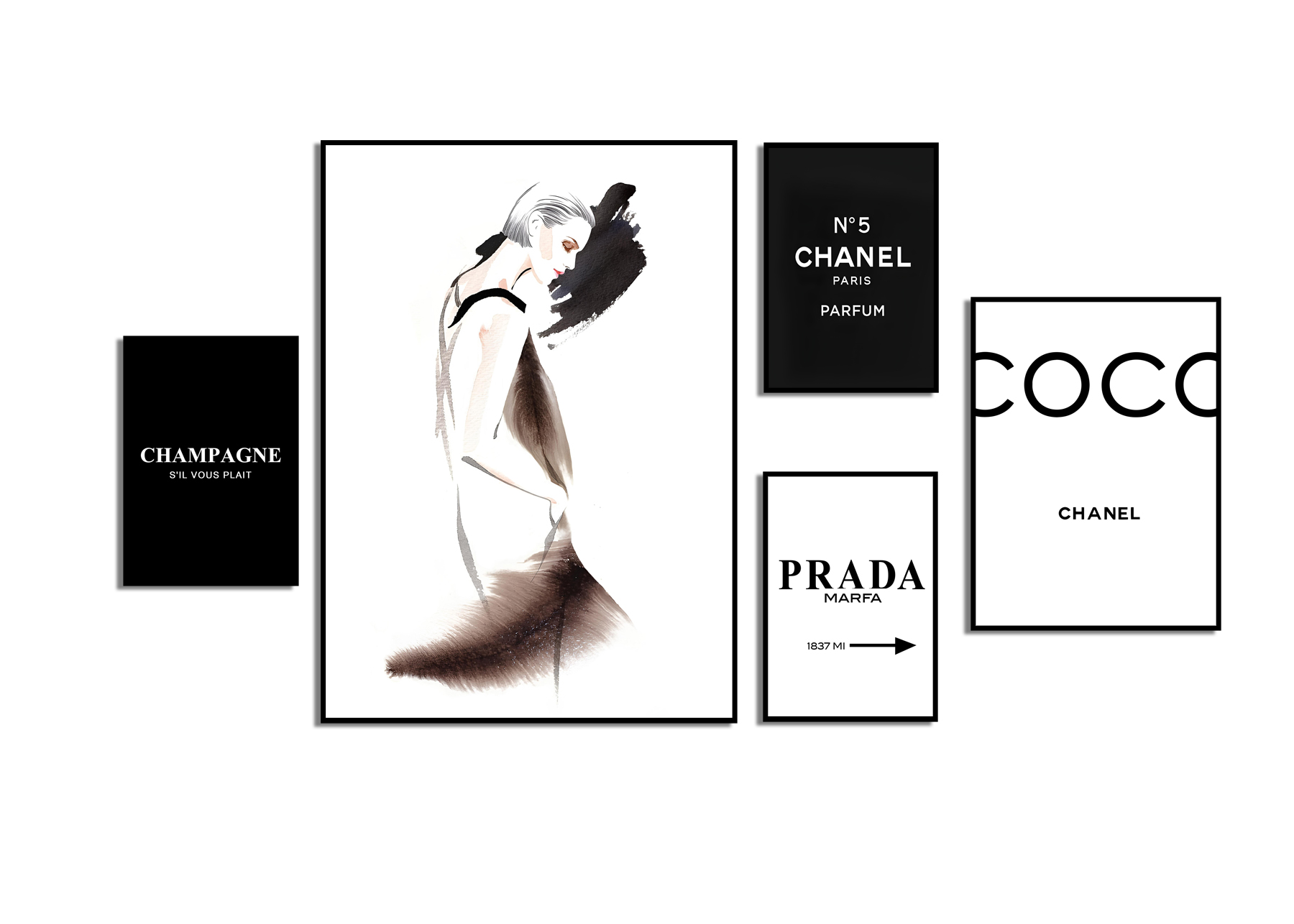 Poster - Essentie van elegantie / Mode-iconen / Set van 5