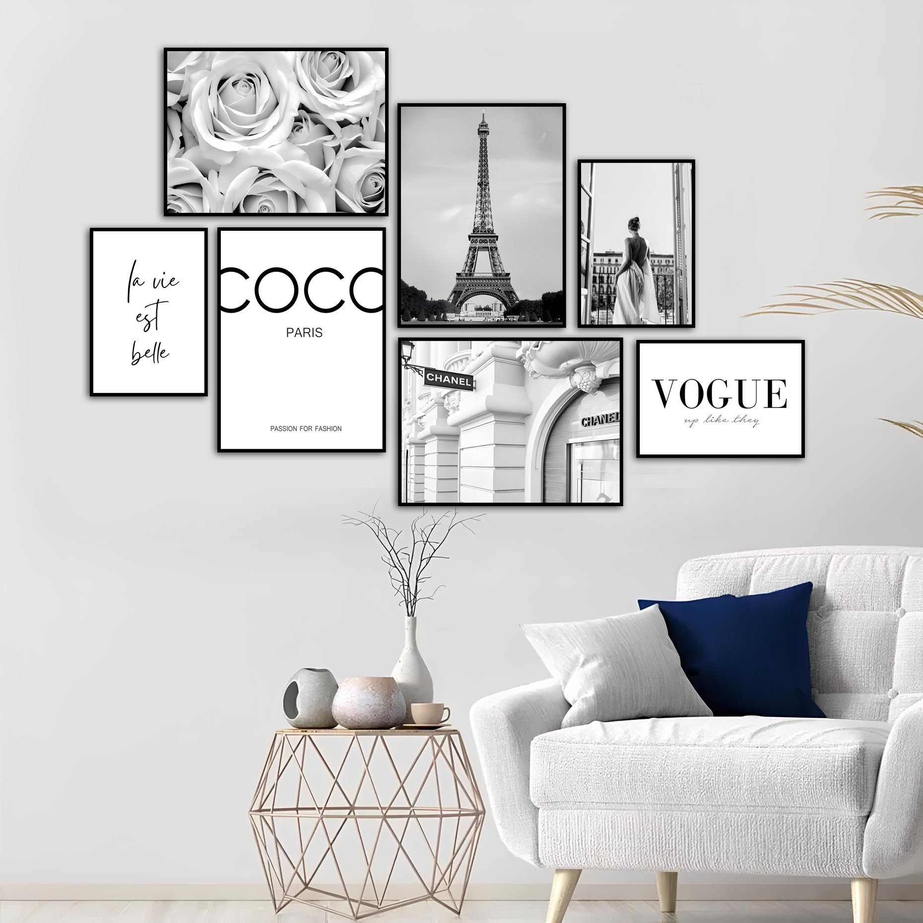 Poster - Zwart-witte modekunst / VOGUE / Set van 7