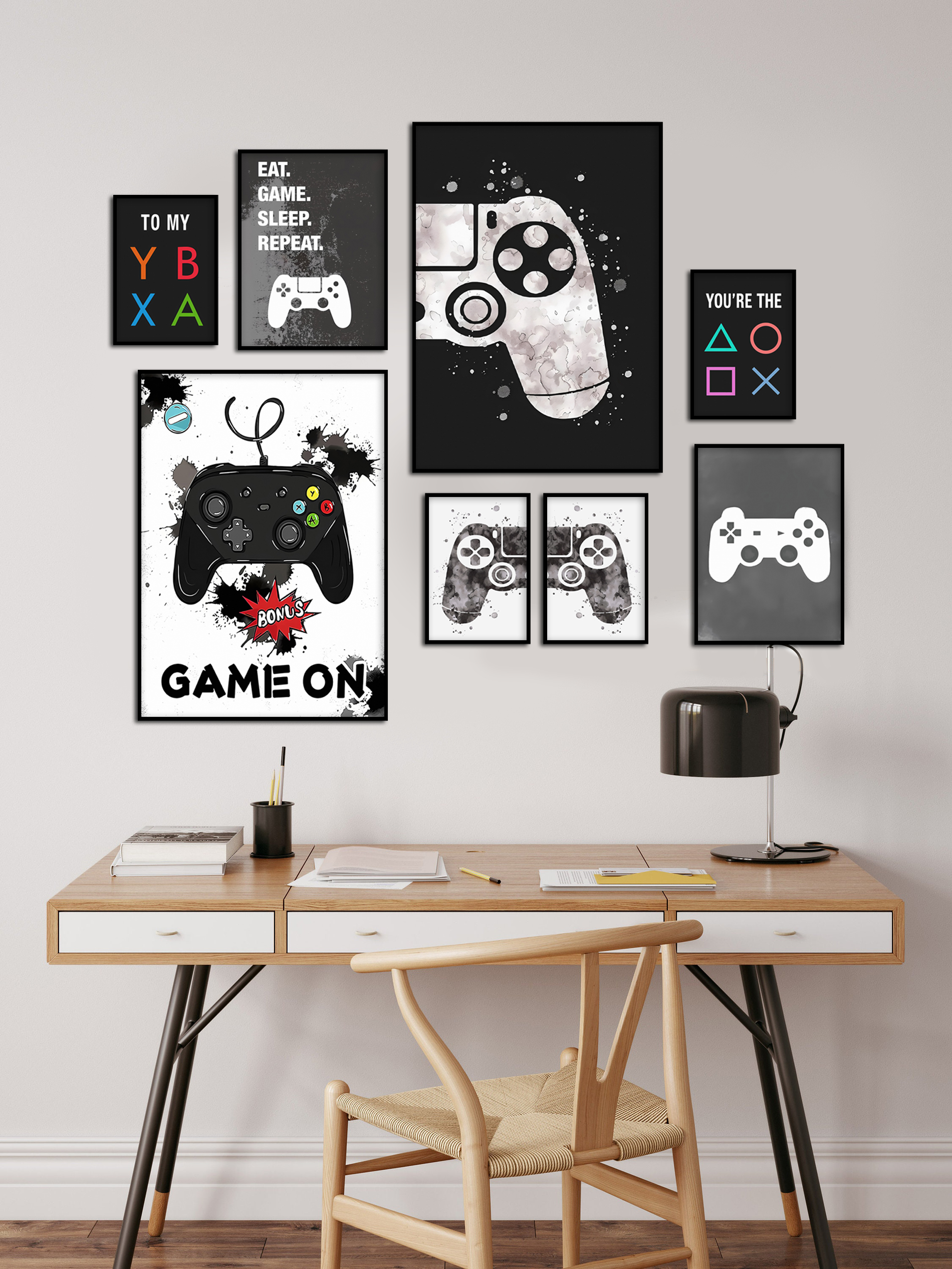 Poster - Spelcontroller / GAME ON / Set van 8