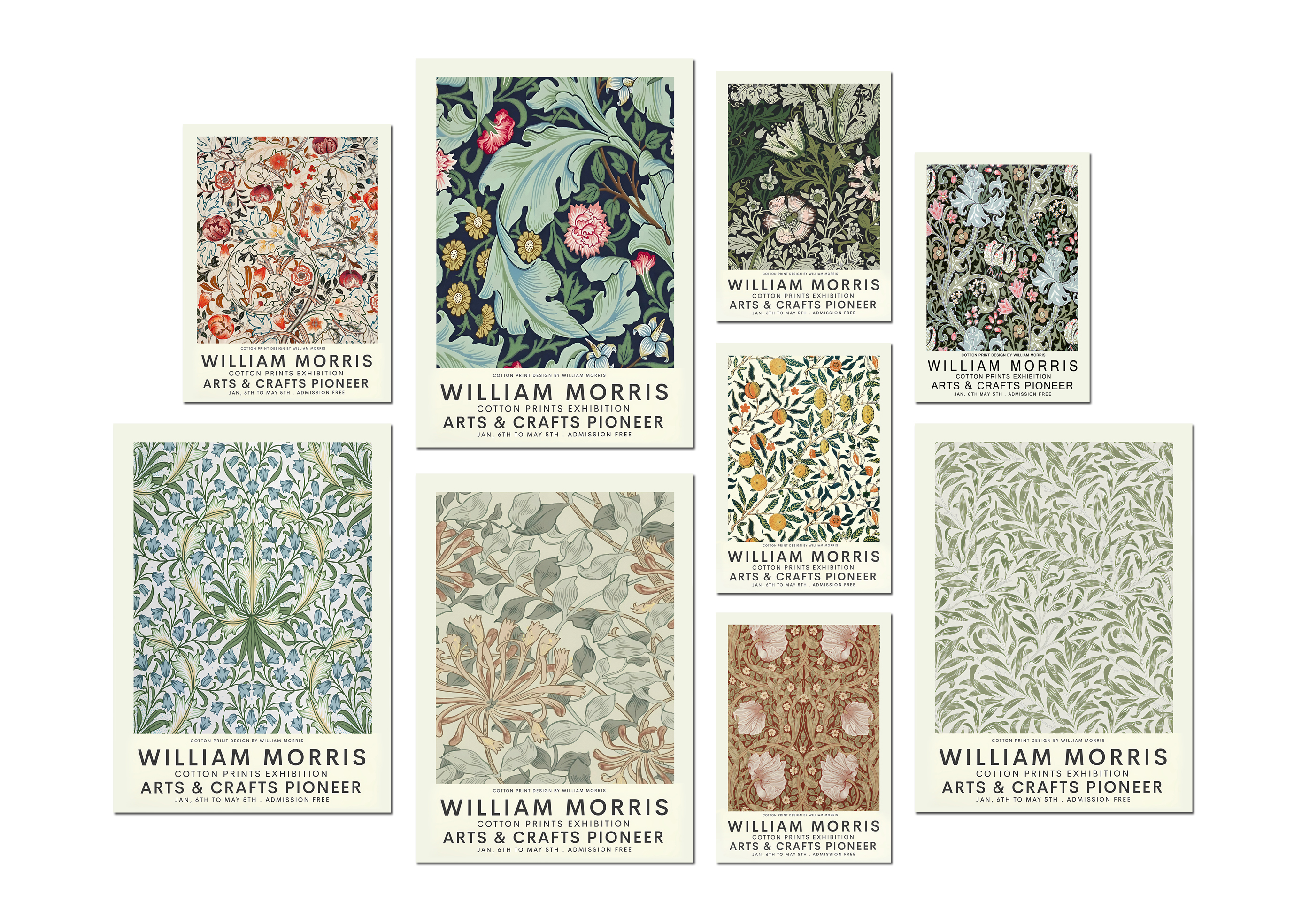 Poster - WILLIAM MORRIS / ARTS & CRAFTS PIONEER / Set van 9