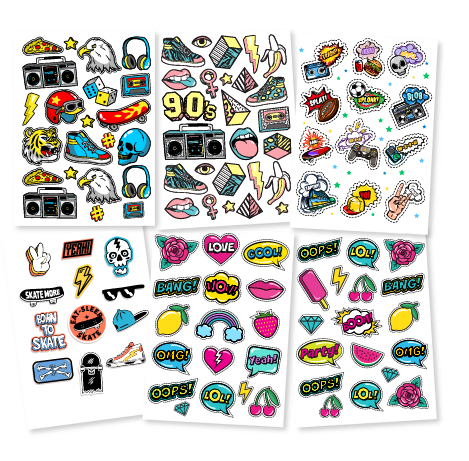 Stickertjes- Jaren 90 Gemengd 6 vellen