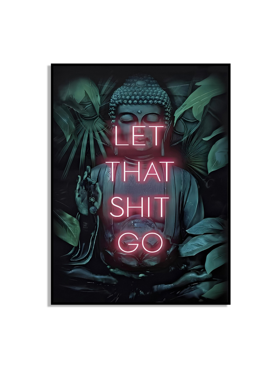 Buddha-poster met neontekst