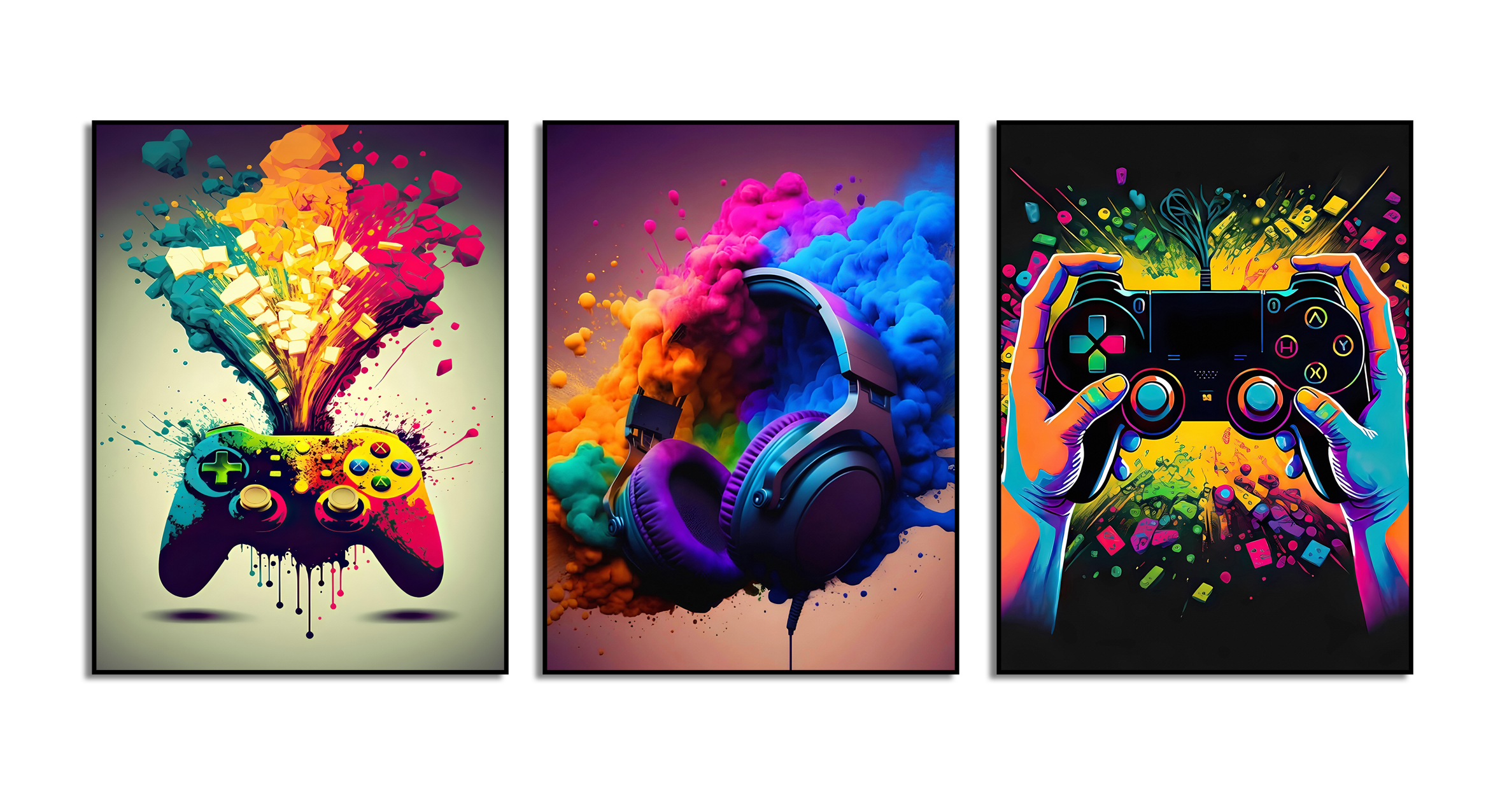 Kleurrige gaming kunst poster set van 3
