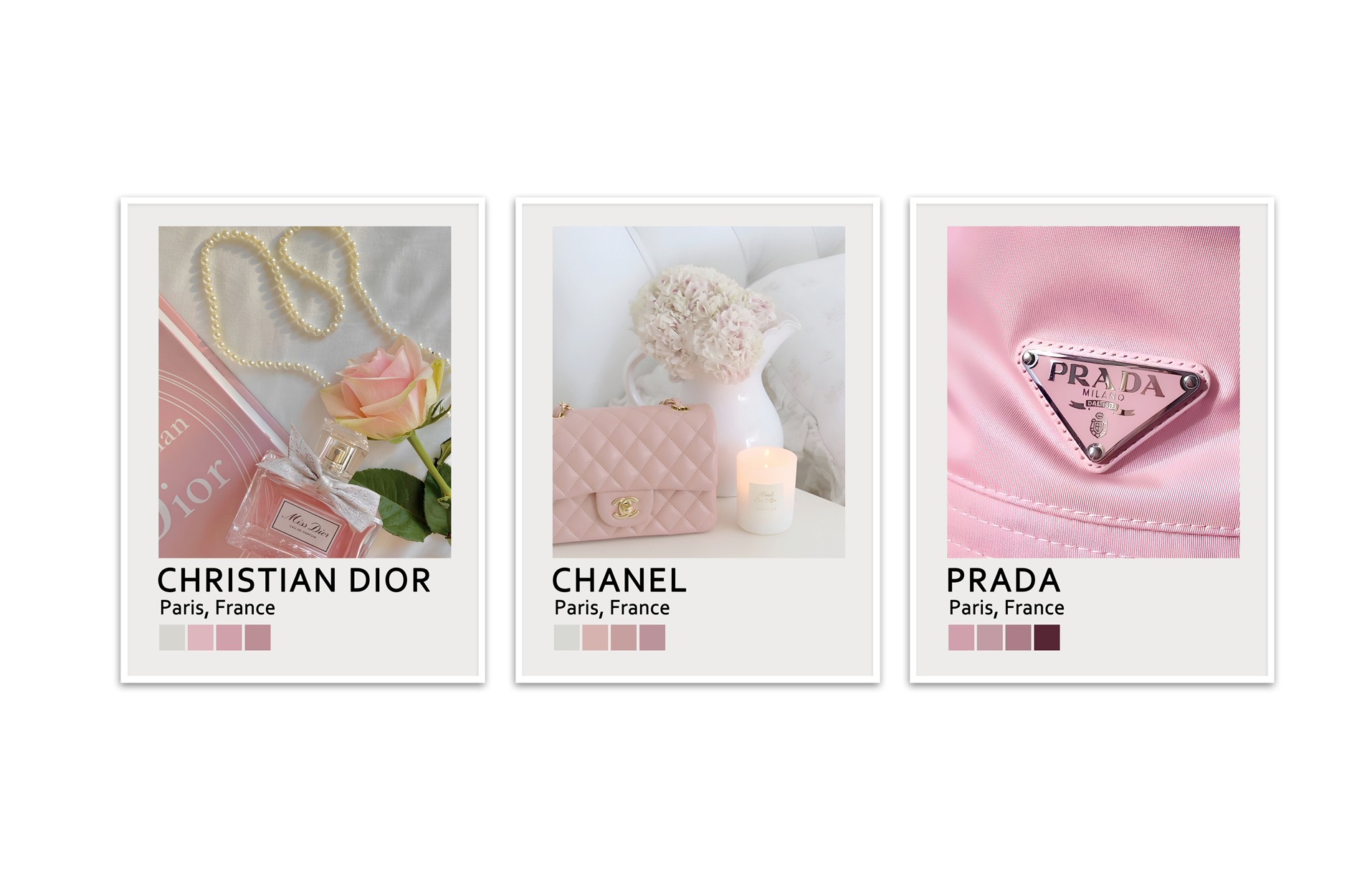 Christian Dior, Chanel, Prada Posters - Set van 3