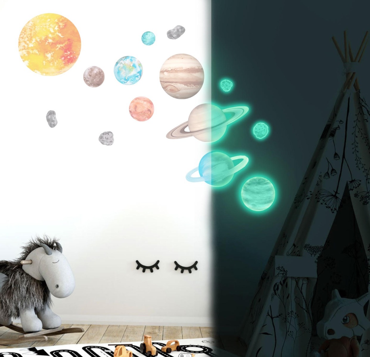 Muurstickers - Lichtgevend zonnestelsel