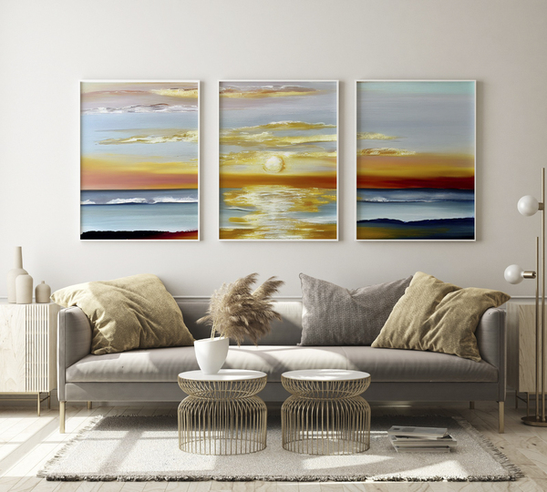 Posters - Zonsopgang schilderij / Set van 3