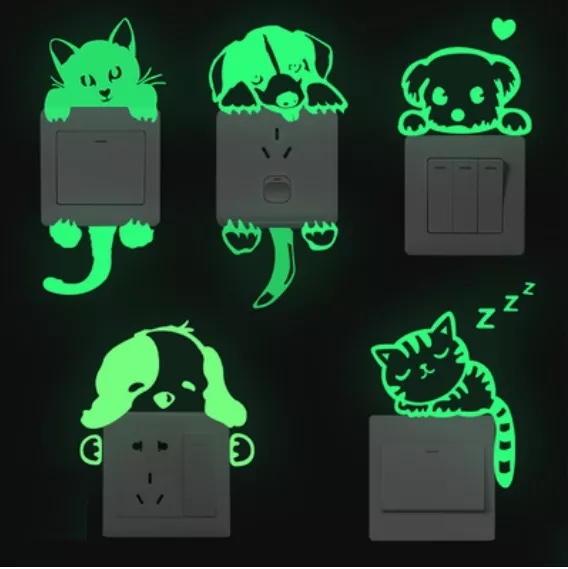 Schakelsticker - Katten en honden / Gloed in het donker
