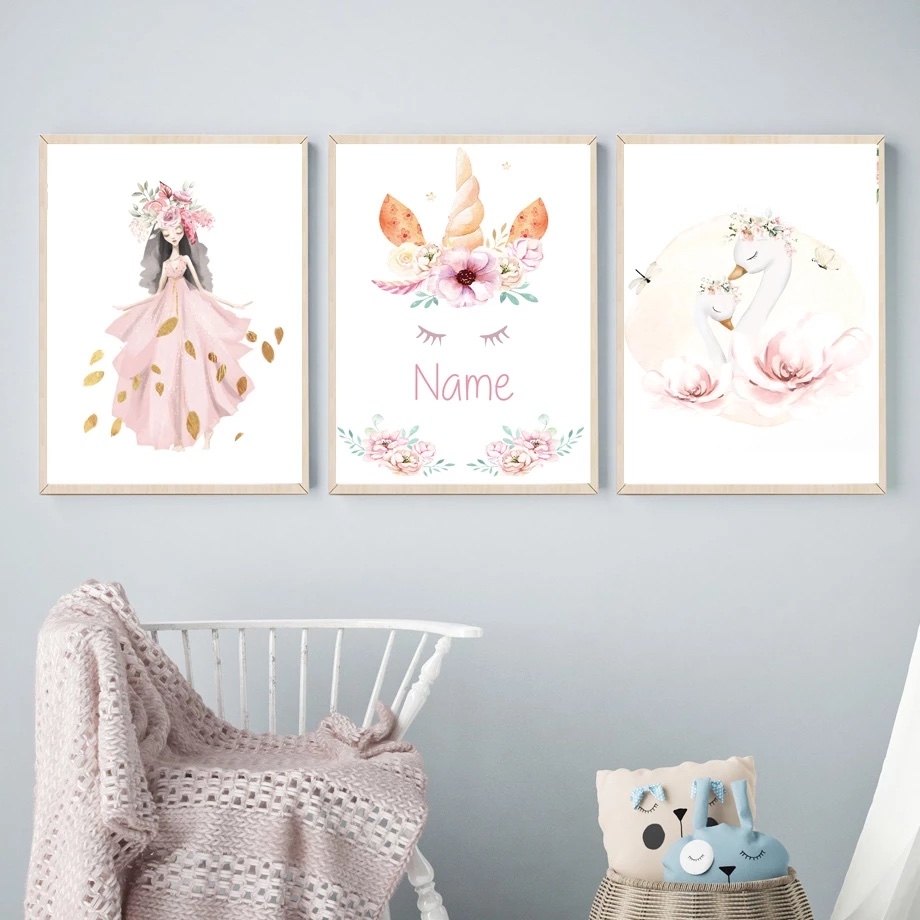 Posters - Roze Kawaii / gepersonaliseerd / Set van 3