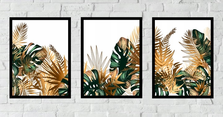 Posters - Monstera Gouden Bladeren / Set van 3