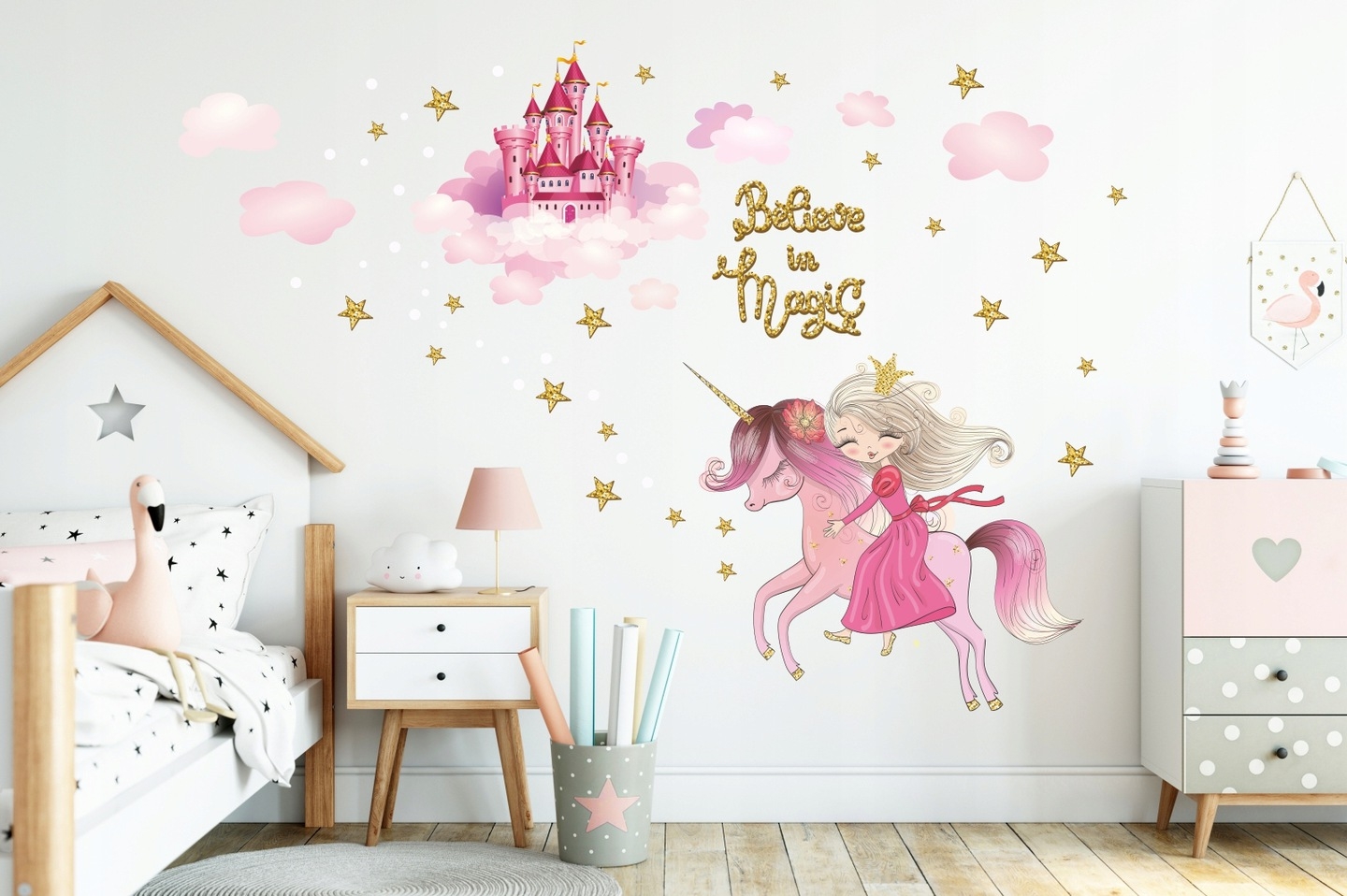 Muursticker - Prinses en Eenhoorn