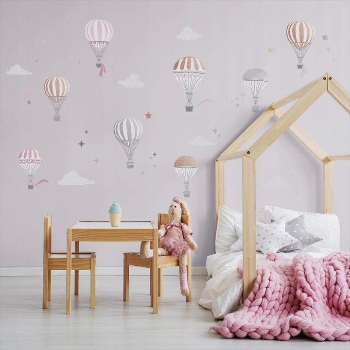 Muursticker - Pastelkleurige luchtballonnen