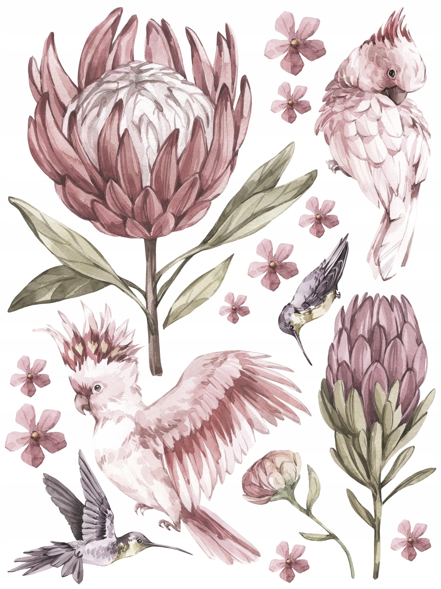 Muursticker - Vogels en Bloemen