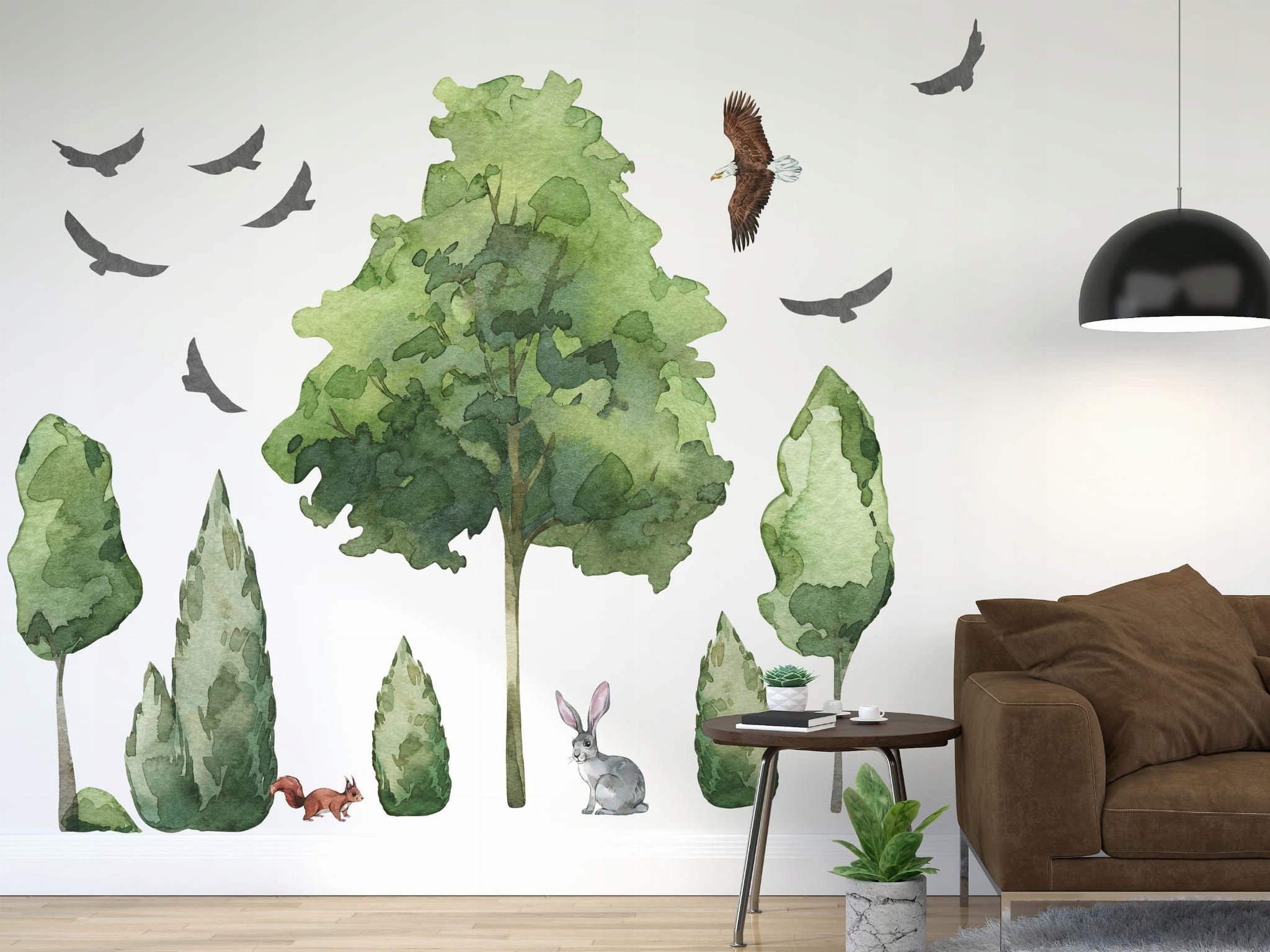 Muursticker - Bosbomen en vogels