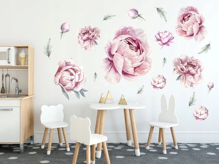 Muursticker - Pioenrozen / Roze / 02
