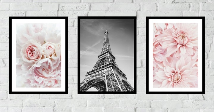Posters - Bloemen en Eiffeltoren / Set van 3