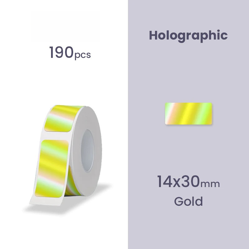 NIIMBOT Label Stickers B18 Serie 14 x 30mm / 190 st / Hologram Goud