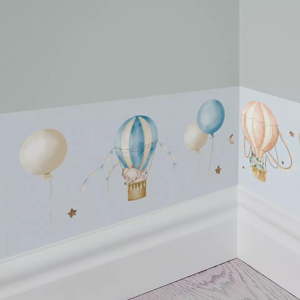 Muursticker - Heteluchtballon Rand / Alice Blauw