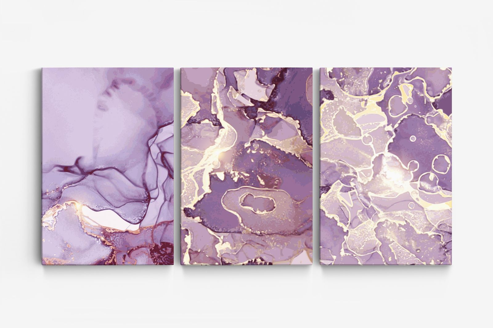 Paarse Abstracte Canvas - Set van 3