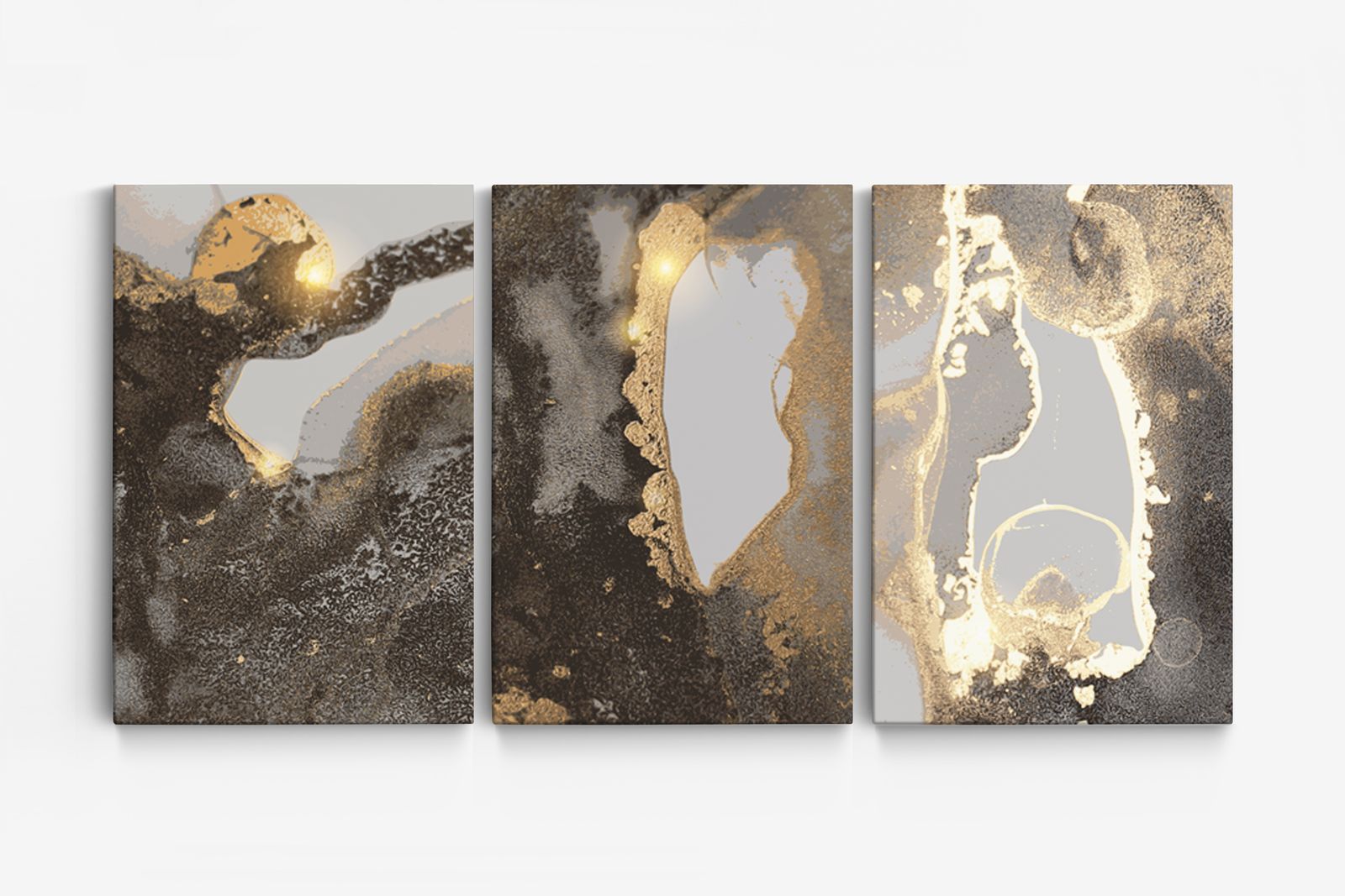Abstract Goud Kunst Canvas - Set of 3