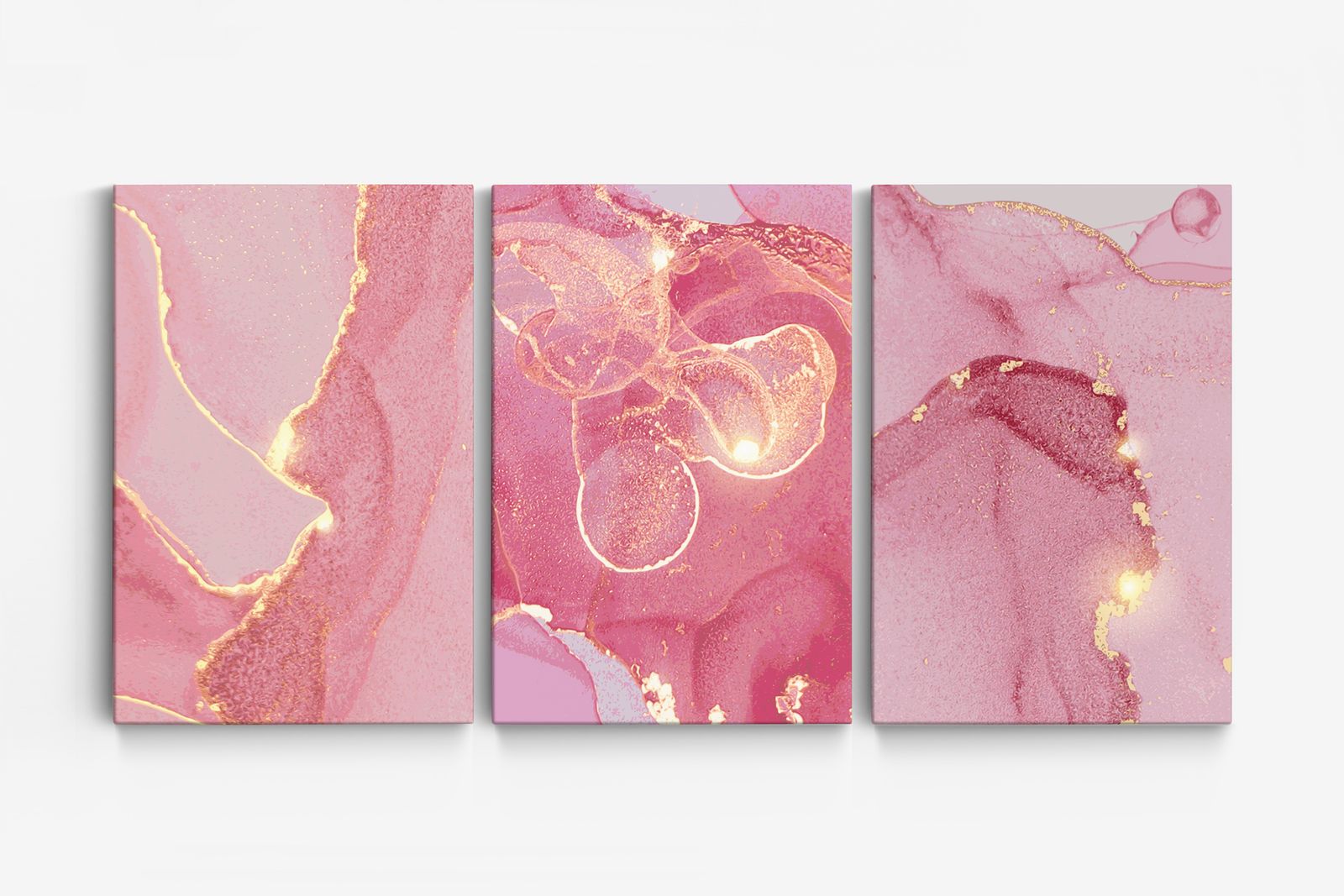 Roze Abstracte Doekkunst - Set van 3