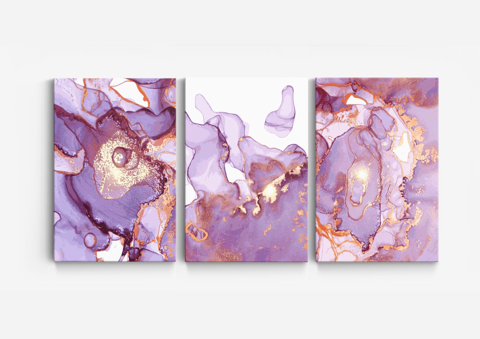 Abstracte Paarse Canvas Kunst - Set van 3
