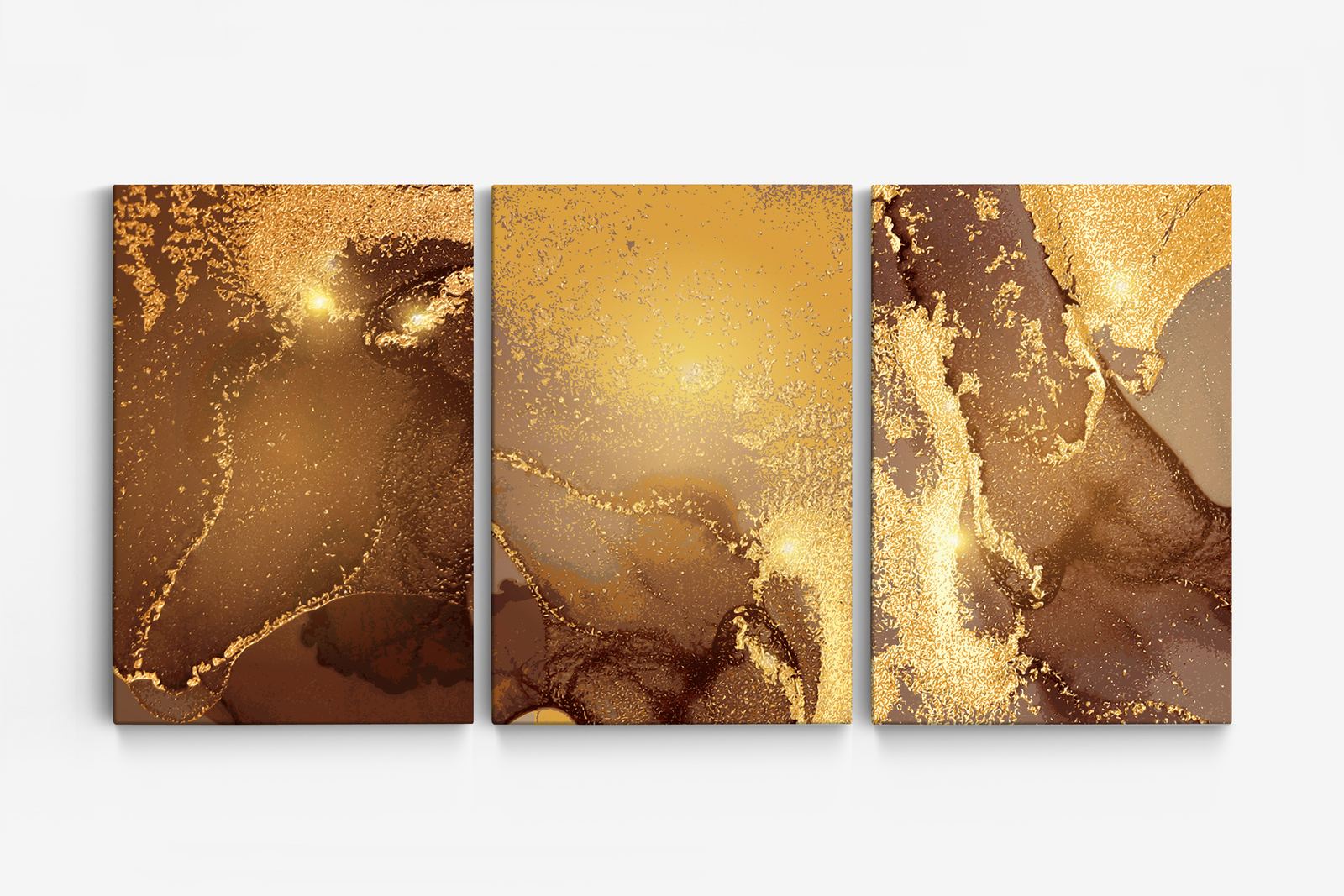 Abstract Gouden Kunst Canvas - Set van 3