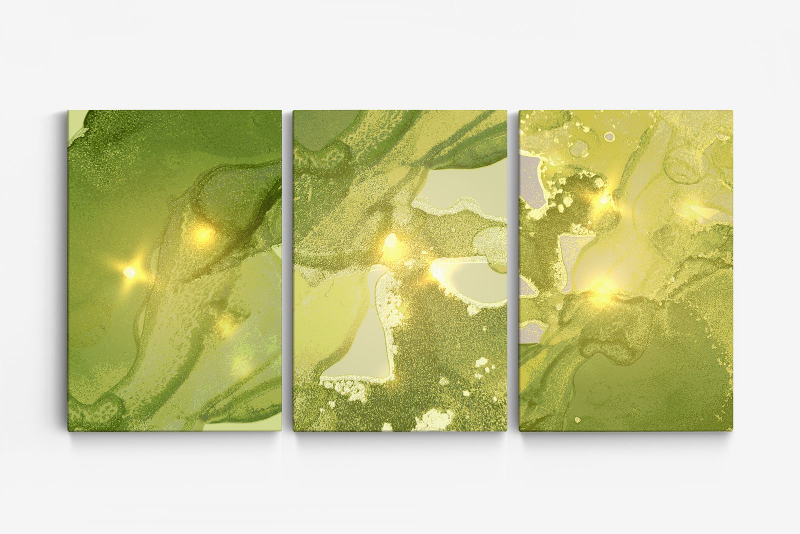 Groen Abstract Kunst Canvas - Set van 3