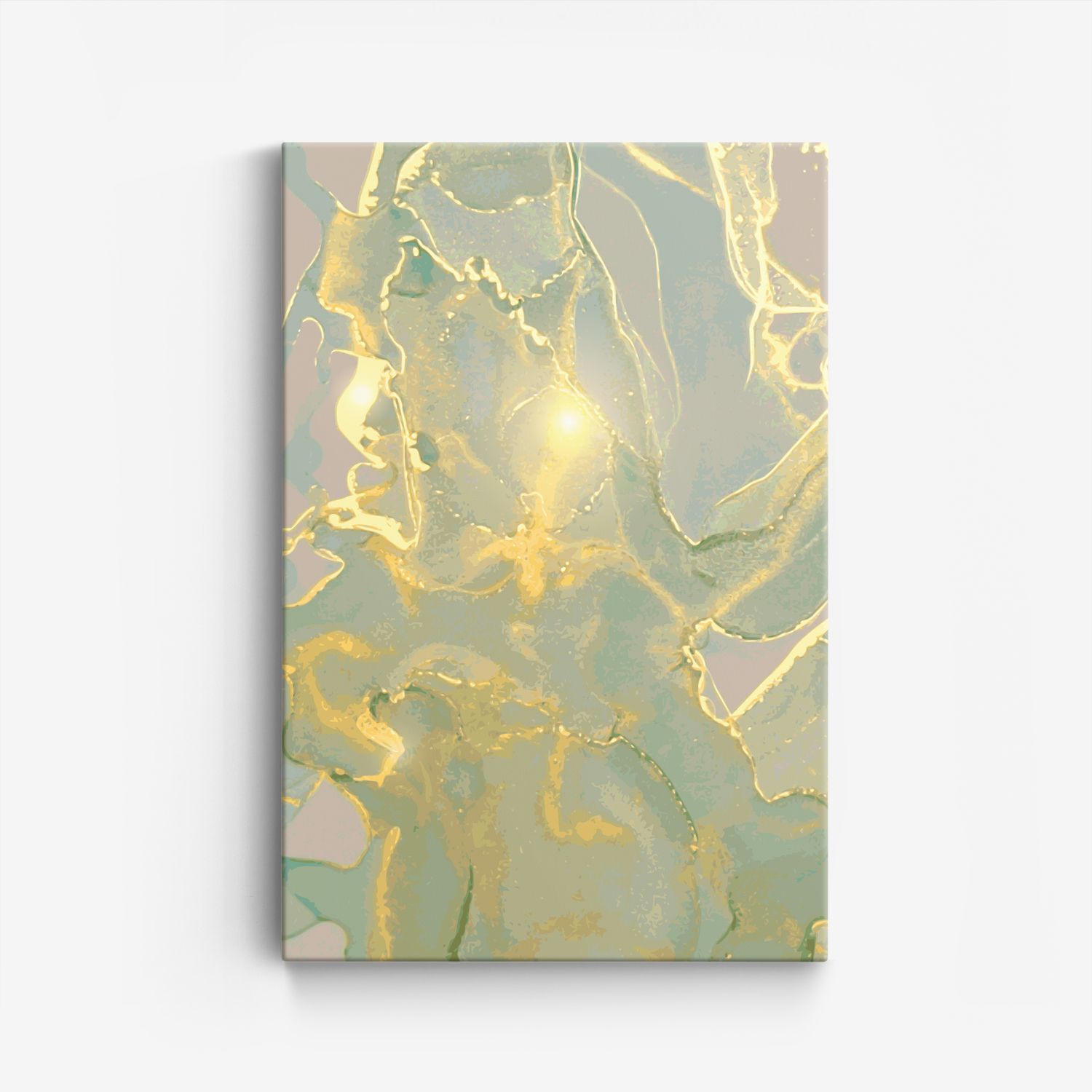 Abstract Goud en Groen Canvas