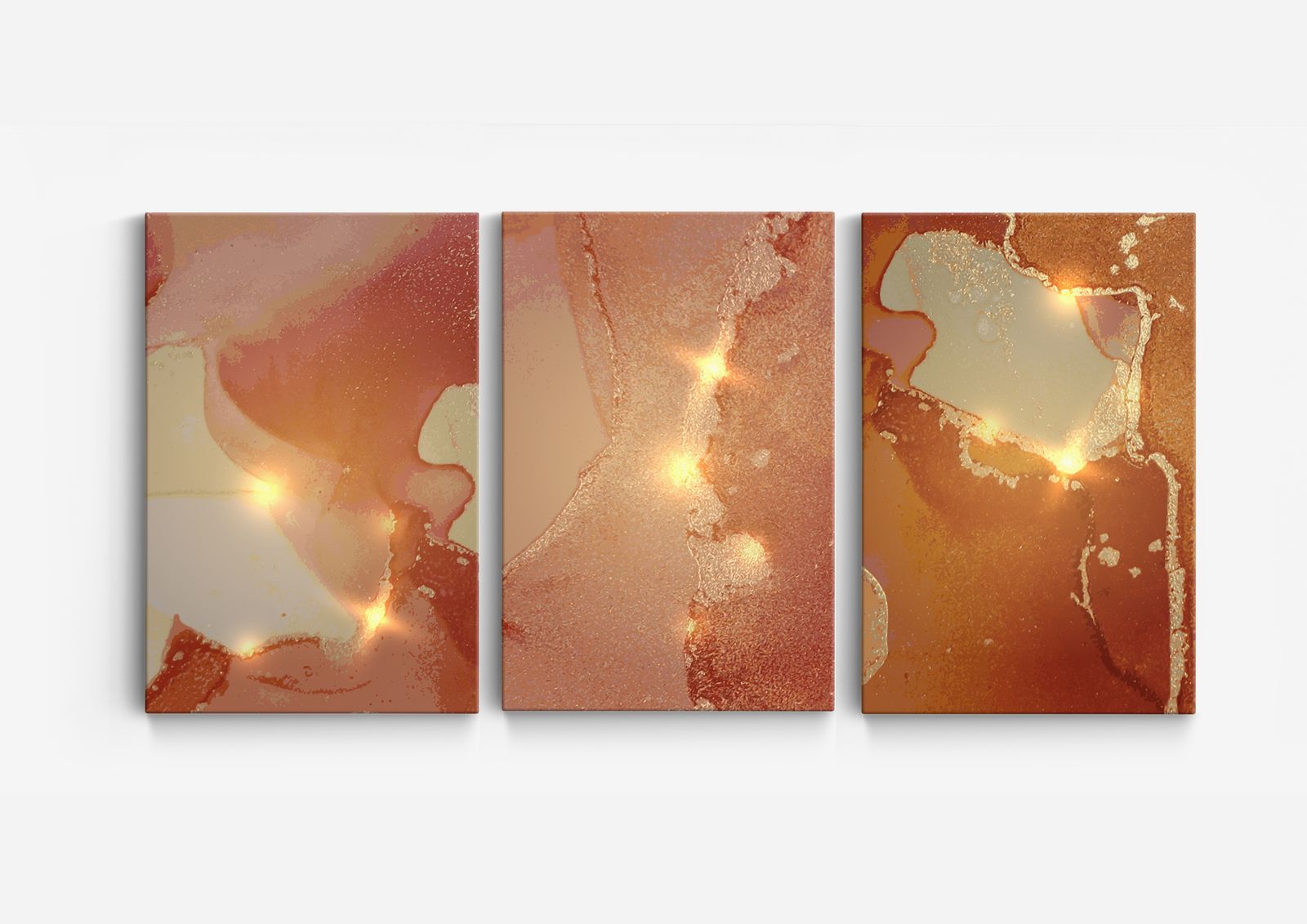 Abstract Oranje Kunstwerk Canvas - Set van 3