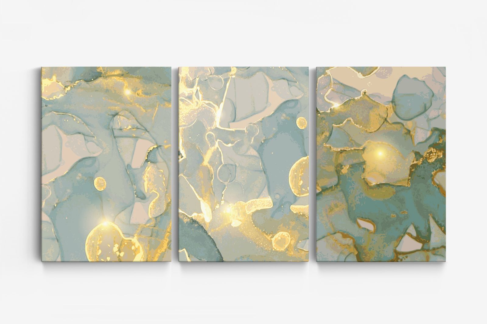 Abstract Goud en Teal Canvas - Set van 3