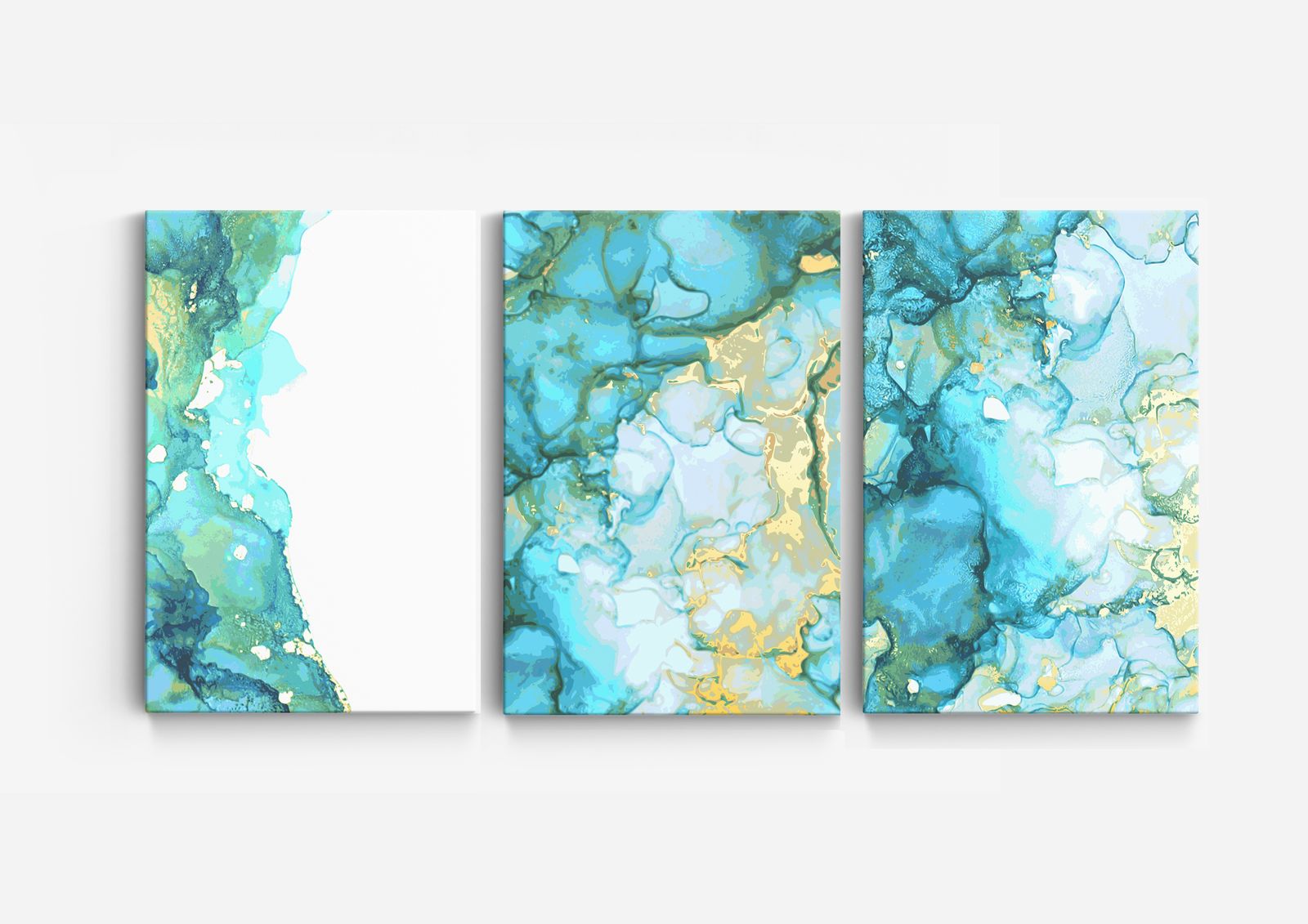 Abstracte oceaanblauwe canvas - Set van 3