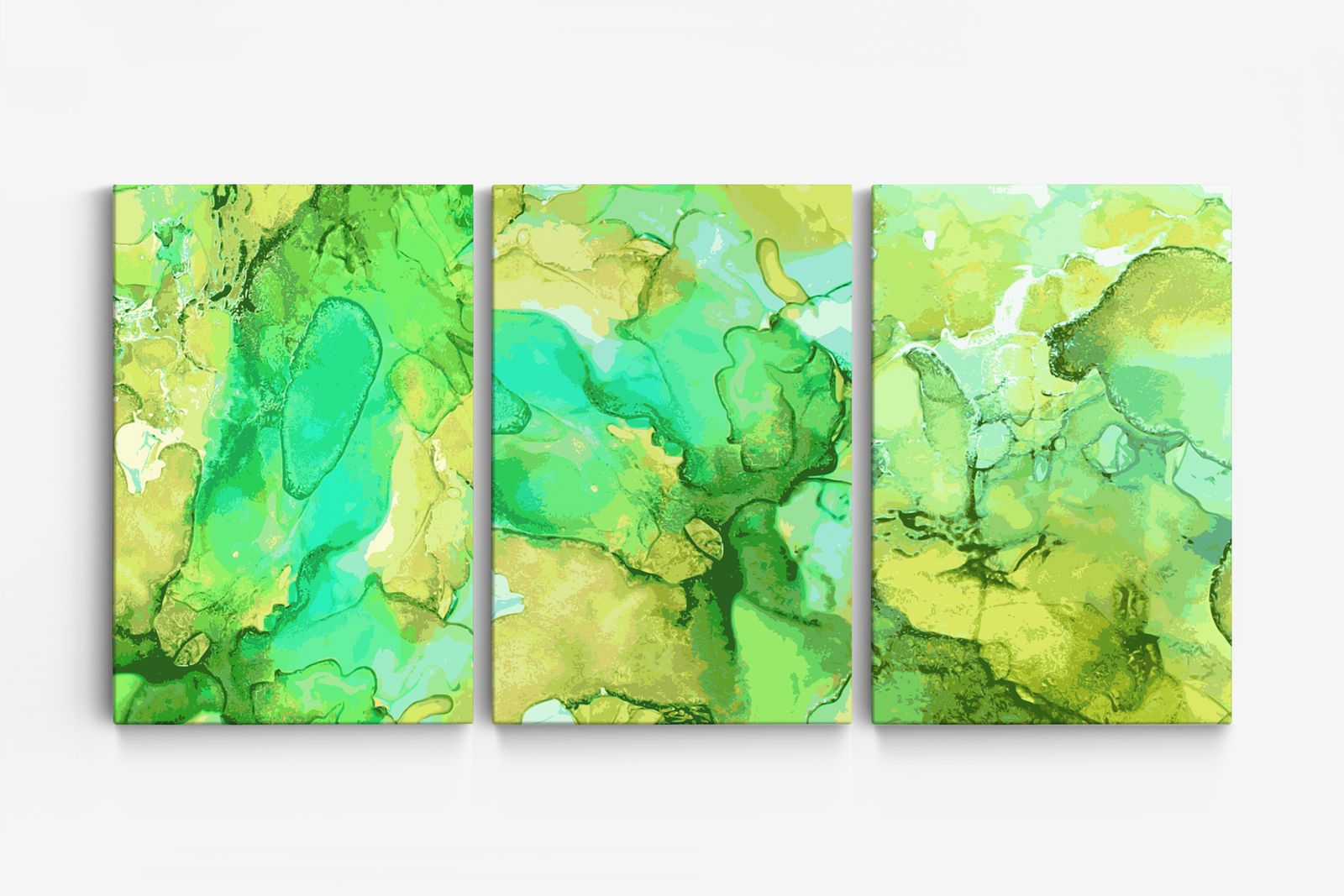Groen Abstract Canvas - Set van 3