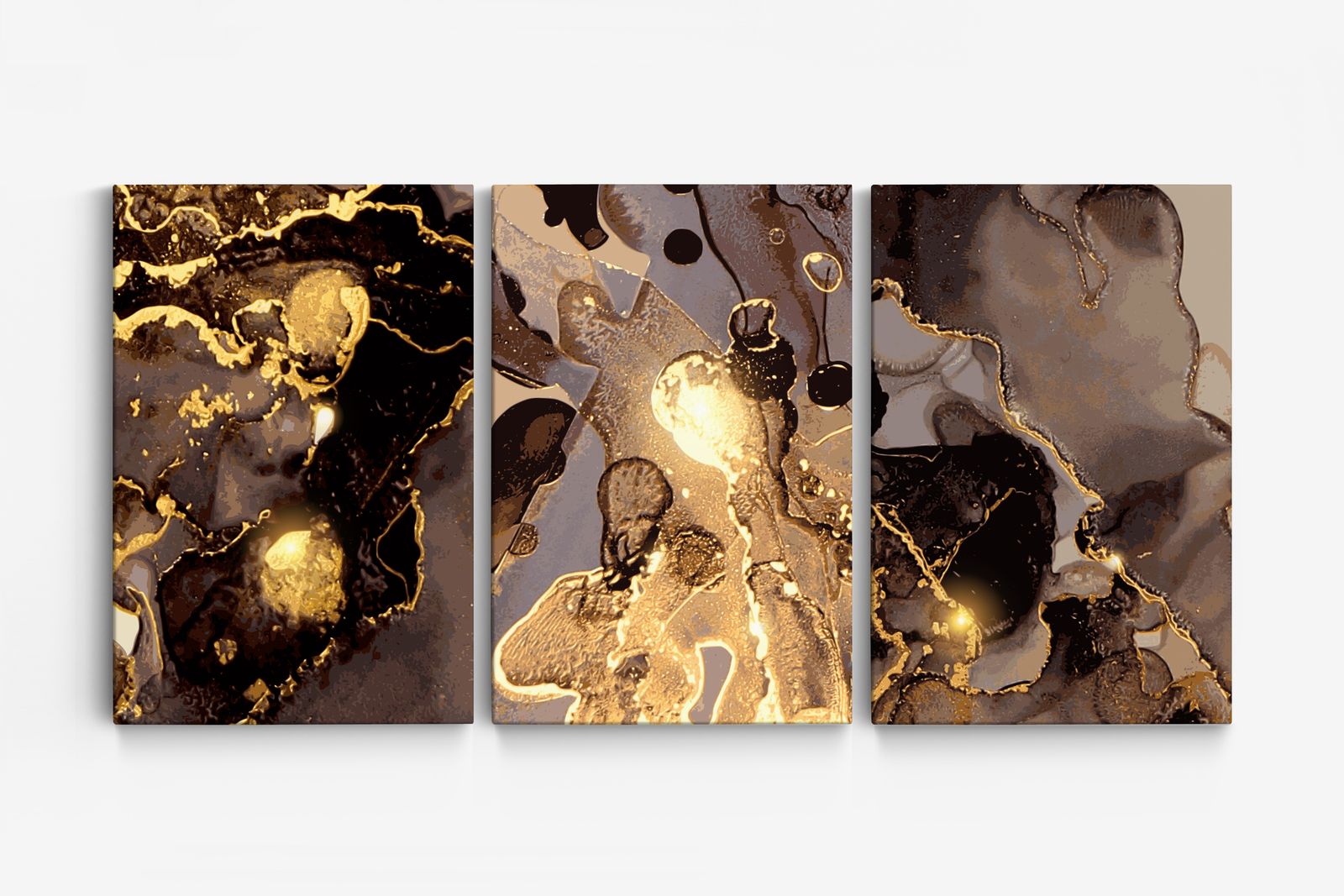 Abstracte Gouden Canvas - Set van 3