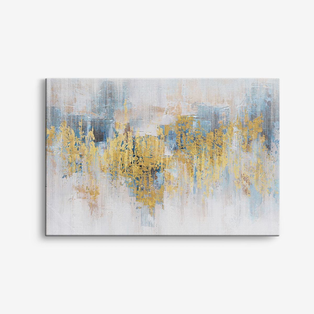 Abstract Blauw en Goud Canvas