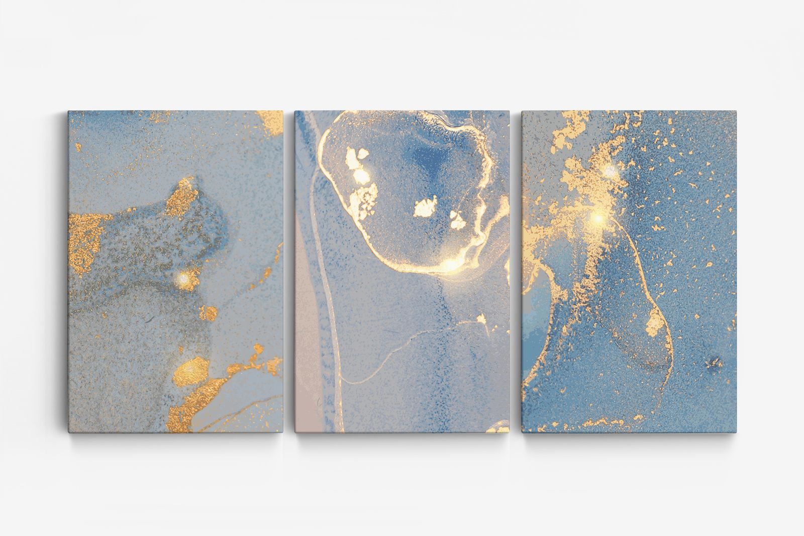 Abstracte Blauwe Canvas Kunst - Set van 3