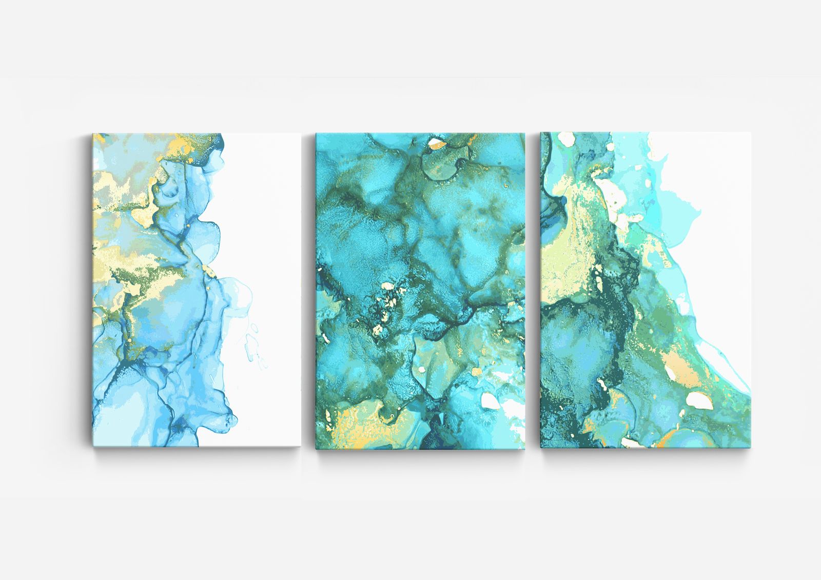 Blauw Abstract Kunst Canvas - Set van 3