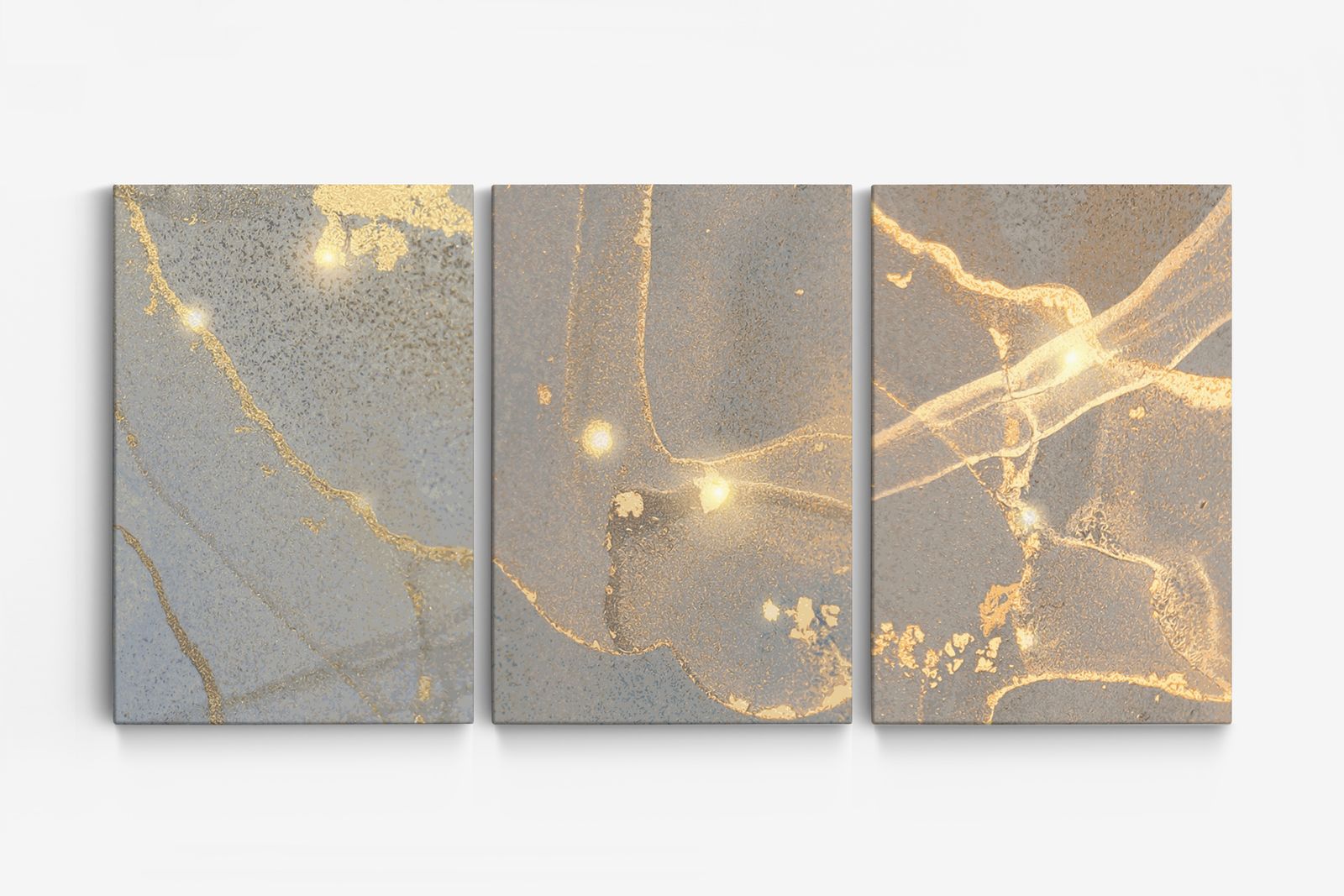 Abstract Gouden Canvas - Set van 3
