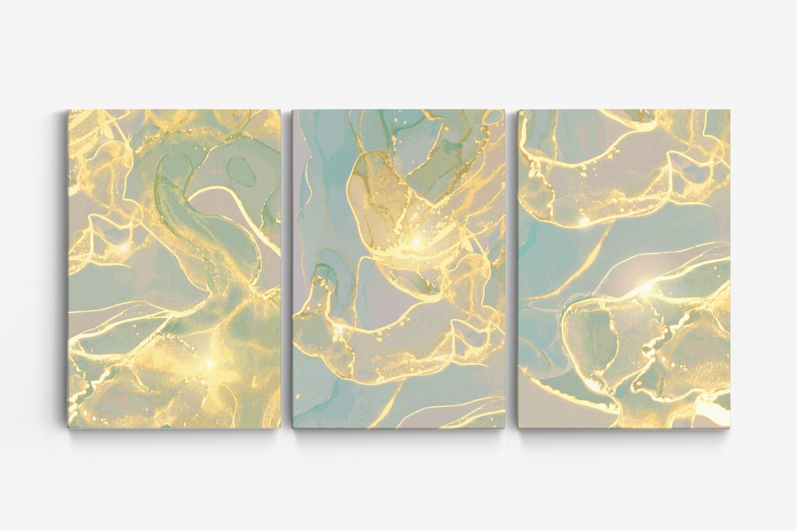 Gouden abstract doek - Set van 3