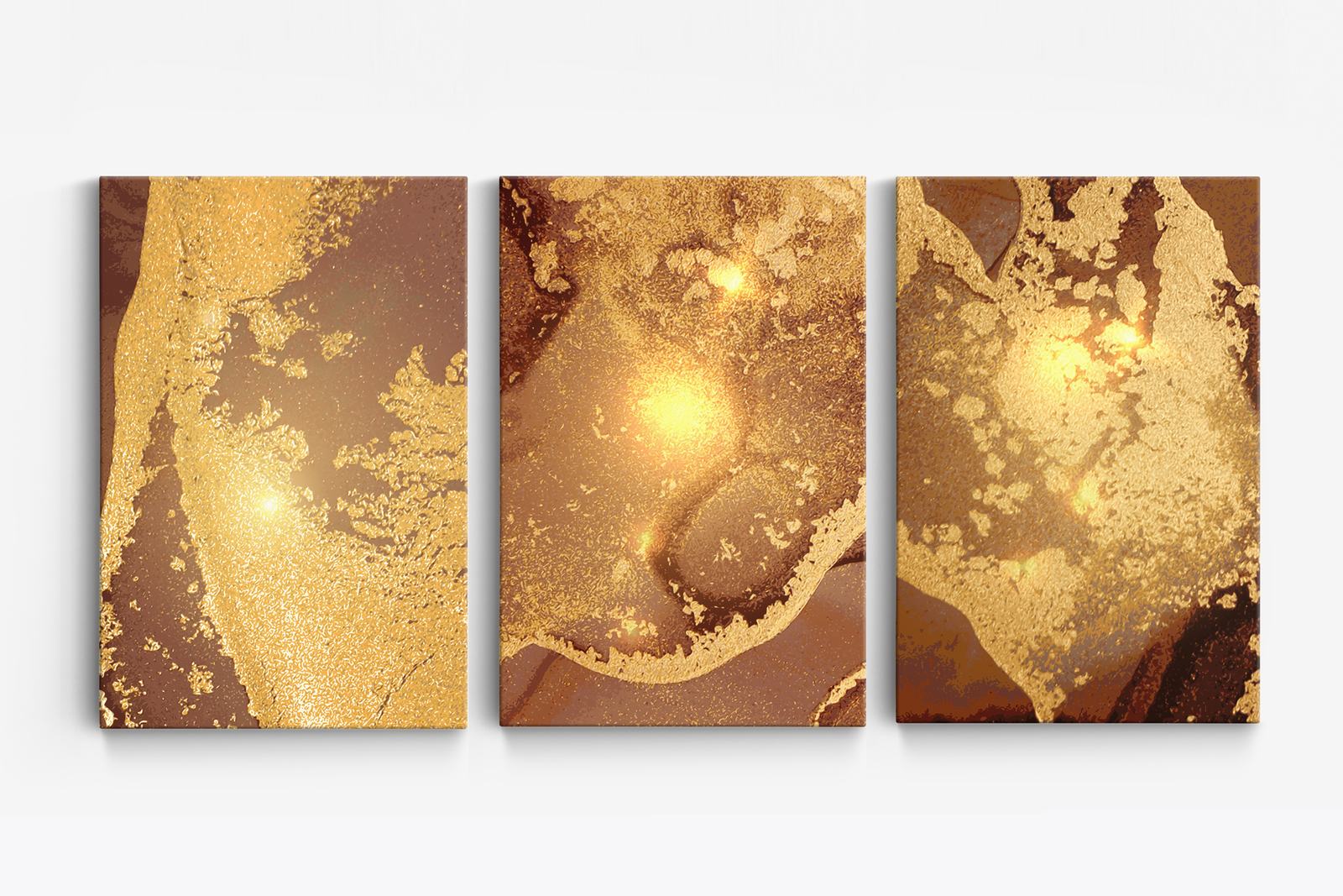 Gouden Abstract Canvas - Set van 3