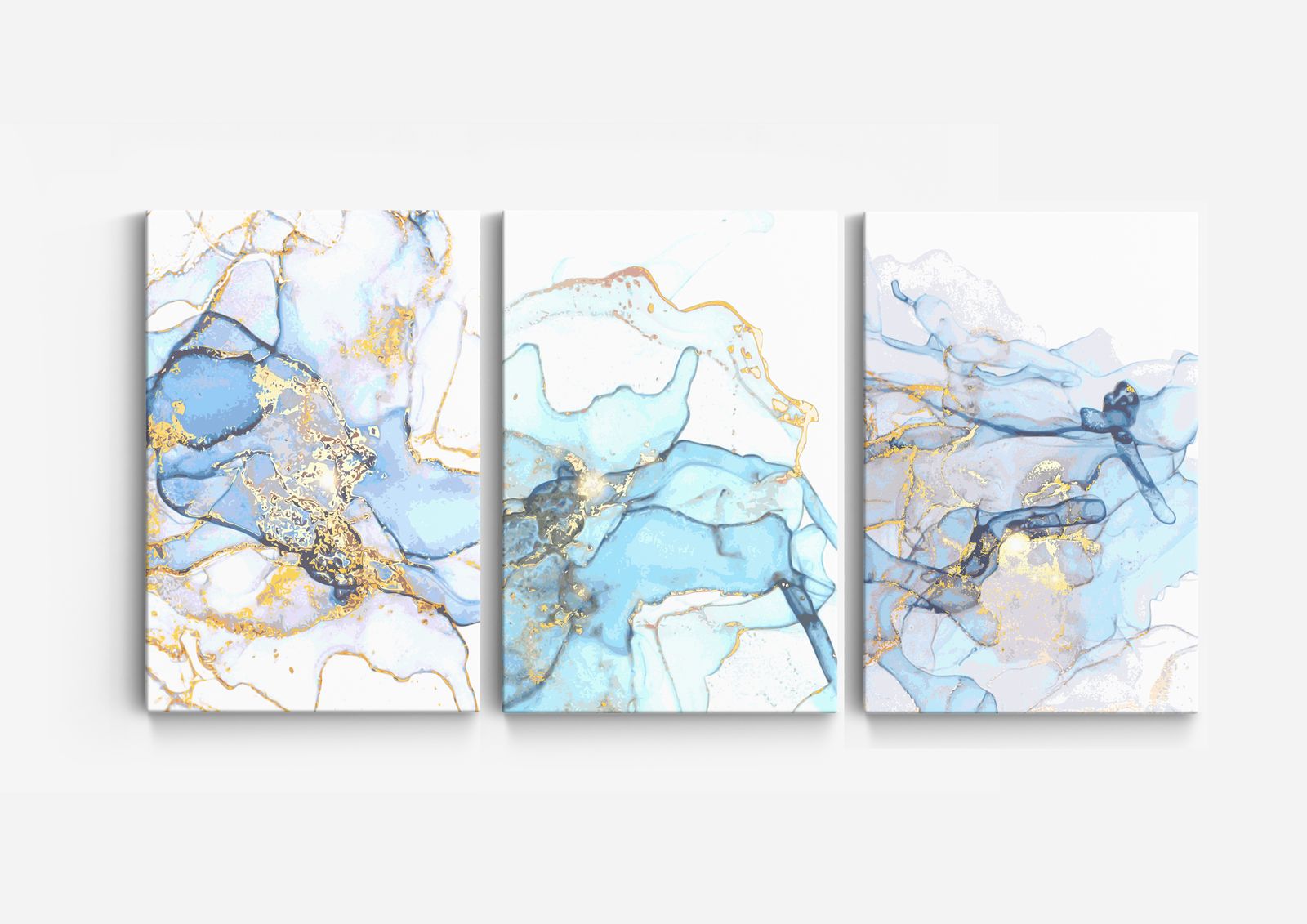 Blauw Abstract Canvas - Set van 3