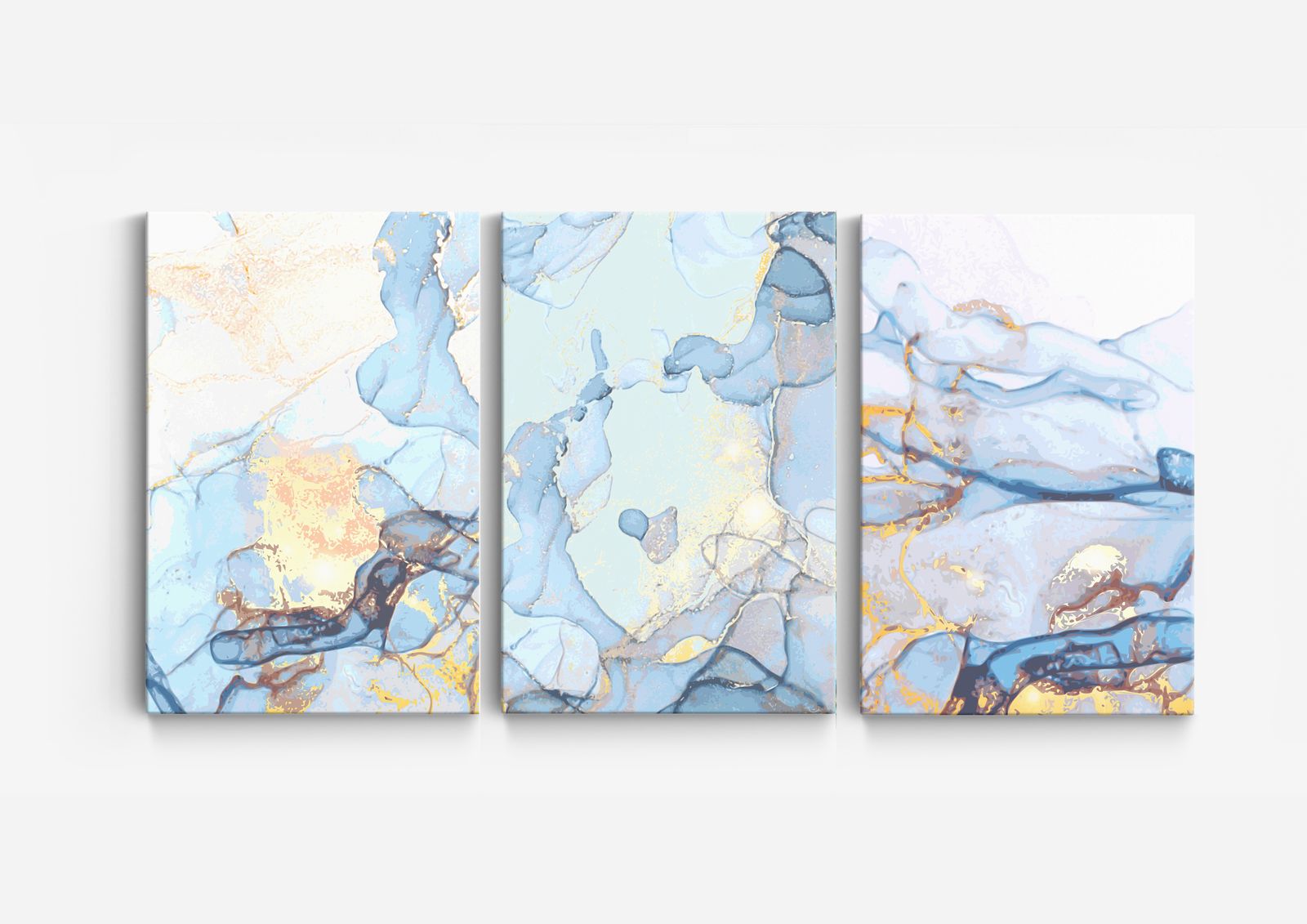 Abstracte Blauwe Canvas Kunst - Set van 3