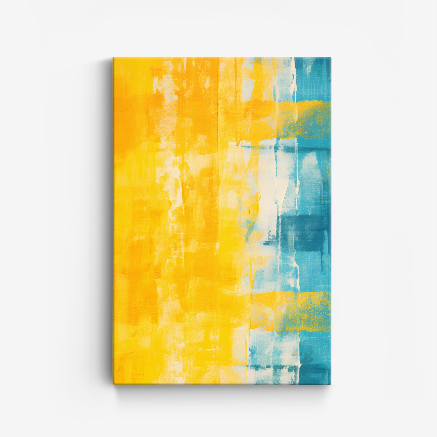Abstract Gele en Blauwe Canvas