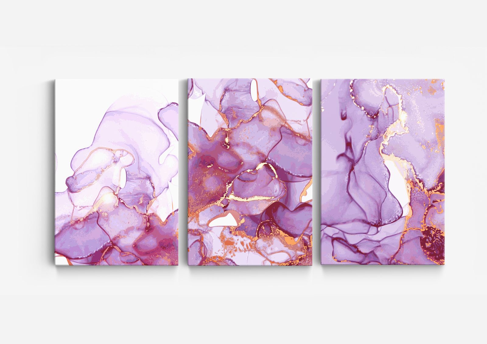 Paarse Abstracte Canvas - Set van 3
